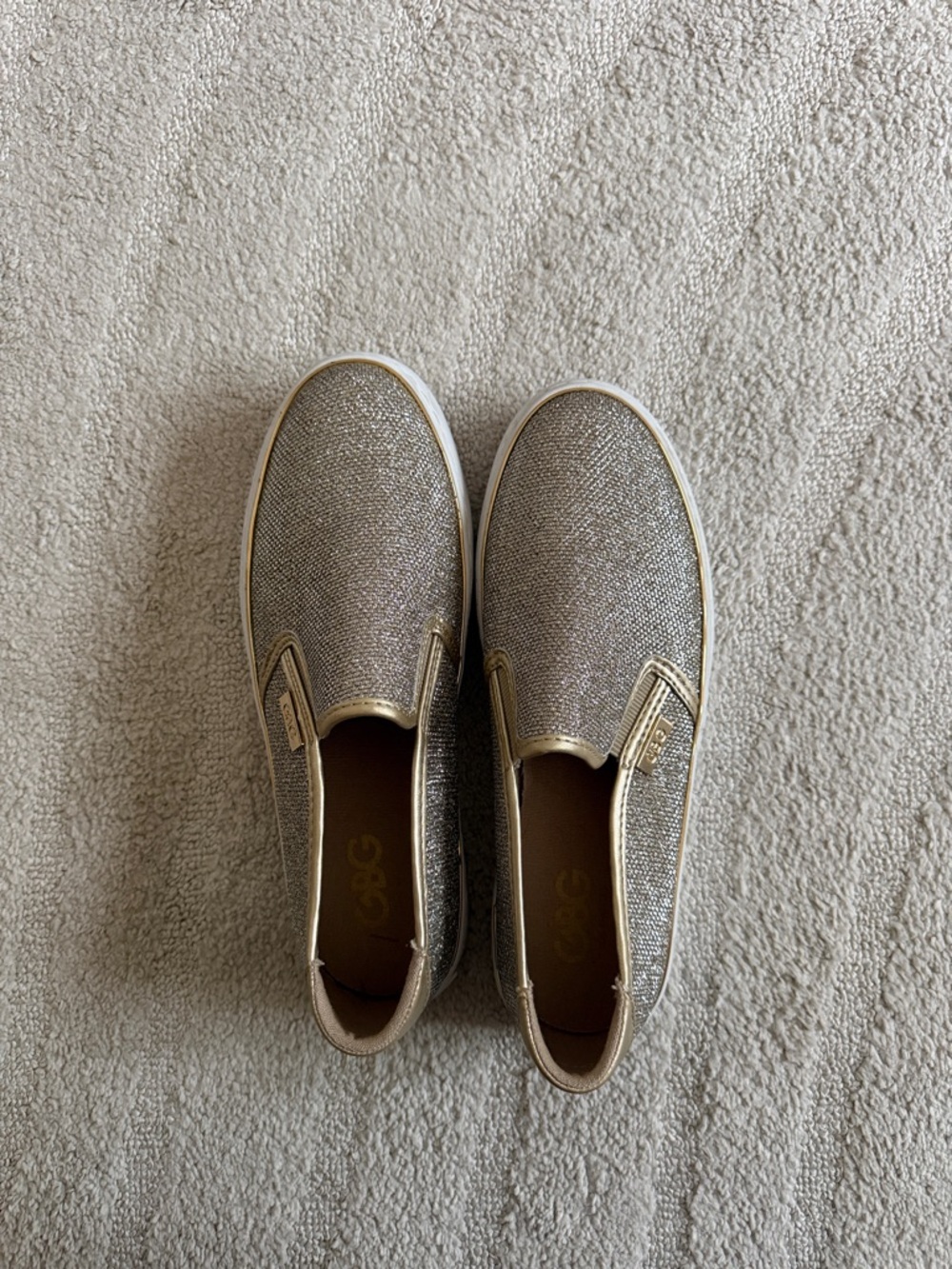 Sparkling Slip-On Sneakers in Metallic Gold